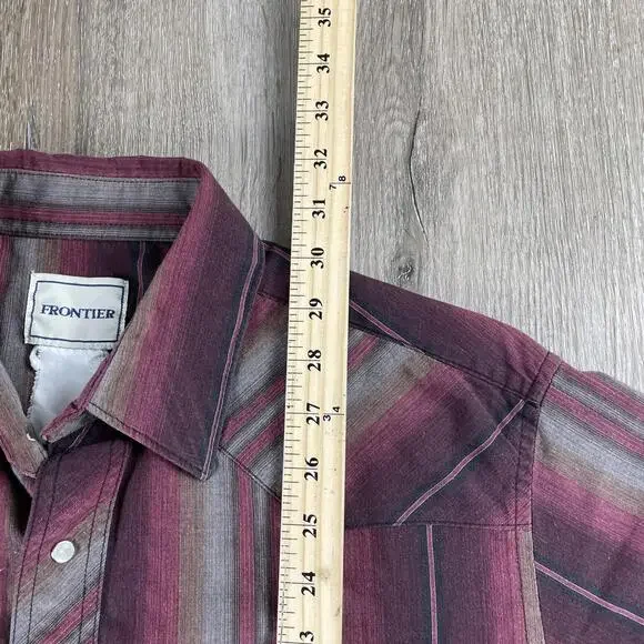 Frontier Pearl Snap Western Shirt Men's *XL* Button Up Shirt Horizontal Stripes - Picture 8 of 15